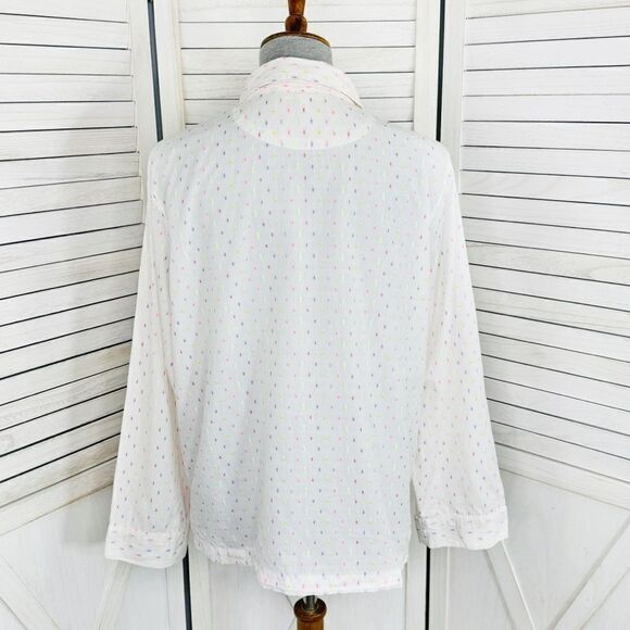 Victoria’s Secret Embroidered Neon Print Pajama Shirt White Multi Large - Picture 4 of 12